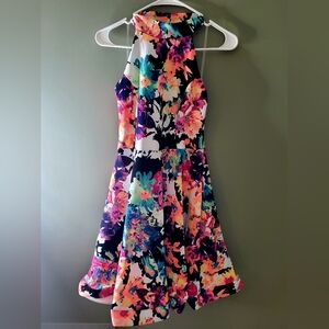 Pink Lily Multicolor Floral Backless Dress